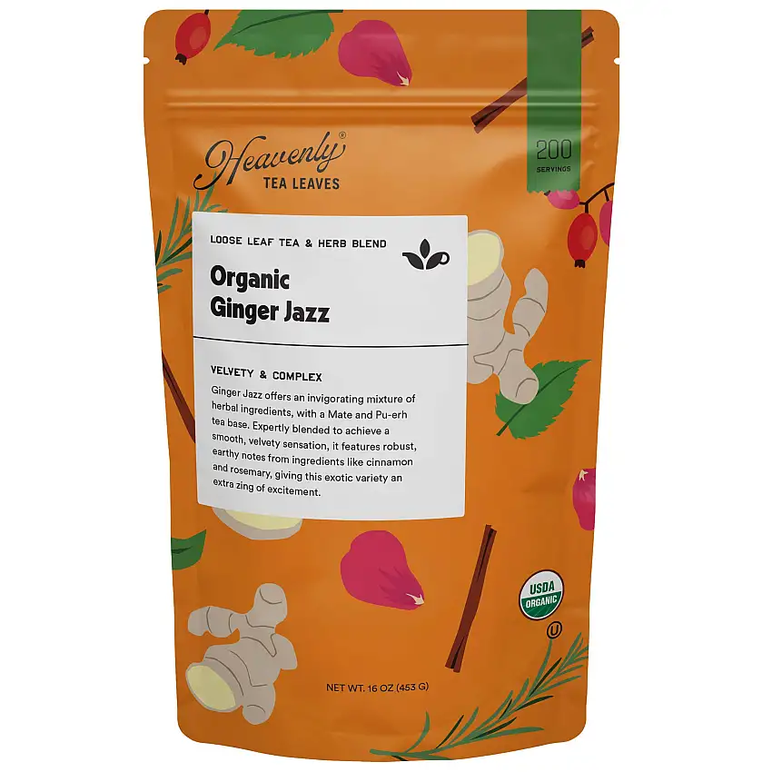 Organic Ginger Jazz, Bulk Loose Leaf Tea & Herb Blend, 16 Oz.