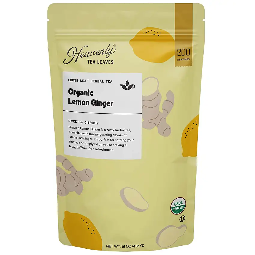 Organic Lemon Ginger, Bulk Loose Leaf Herbal Tisane, 16 Oz.