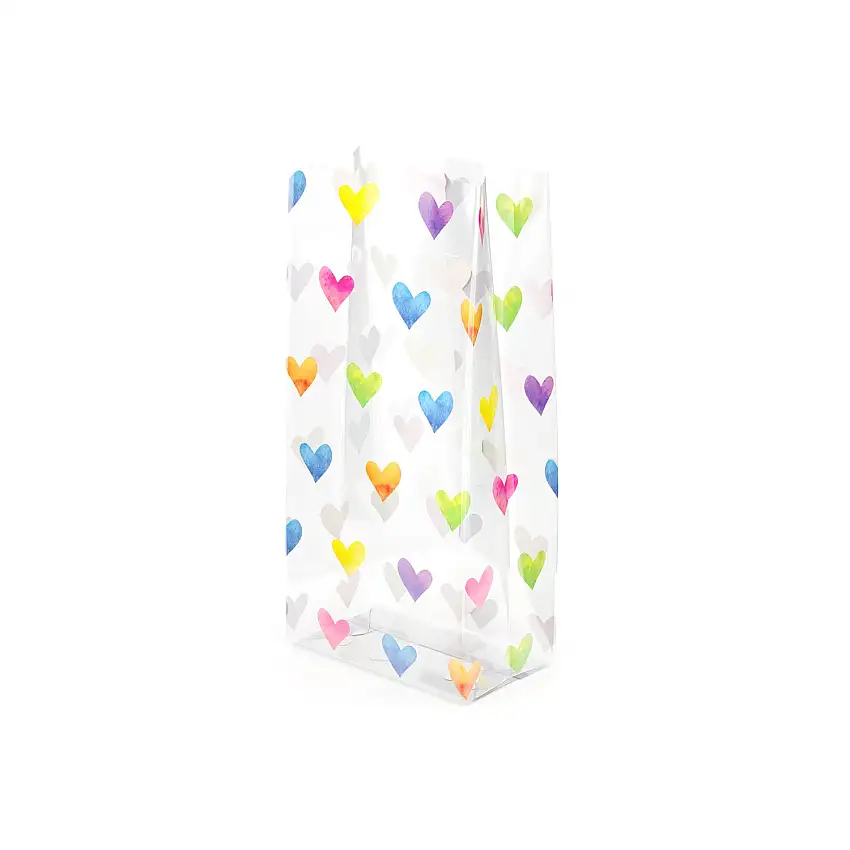 Cello Bag - Rainbow Hearts 25pk