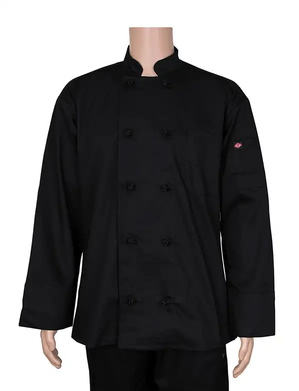 Chef Coat Black Long Sleeve, 2XL