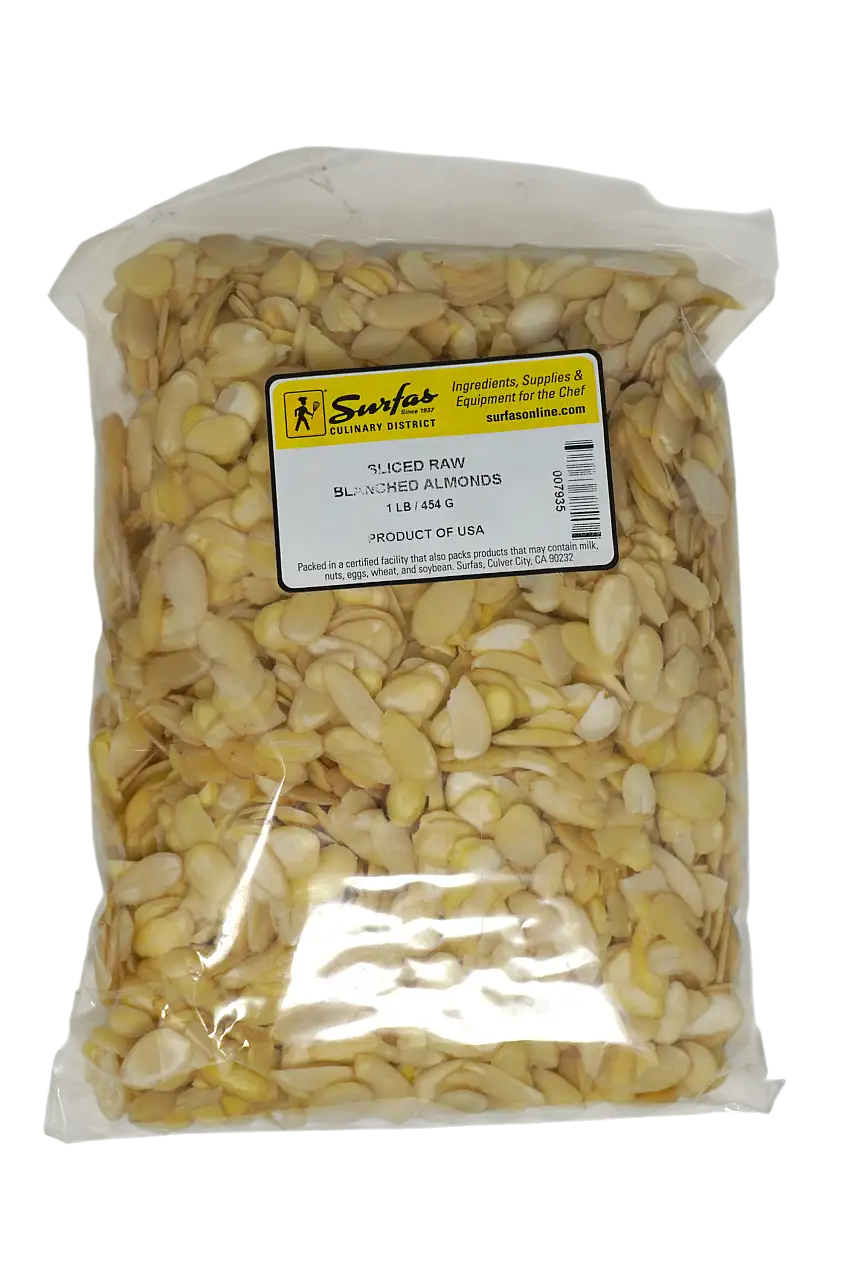 Sliced Blanched Raw Almonds 1lbs