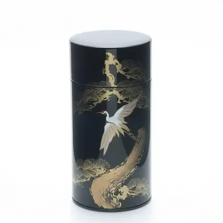 Gold Crane Japanese Tea Caddy
