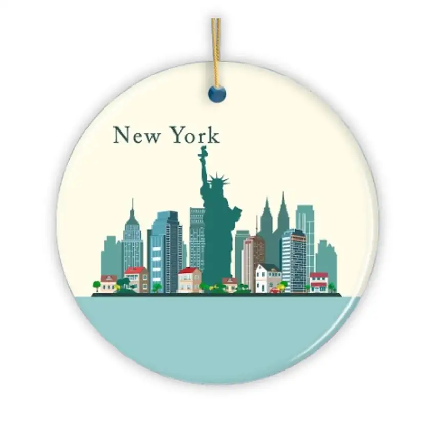 New York City Ornament, Minimalist NYC Christmas Decoration