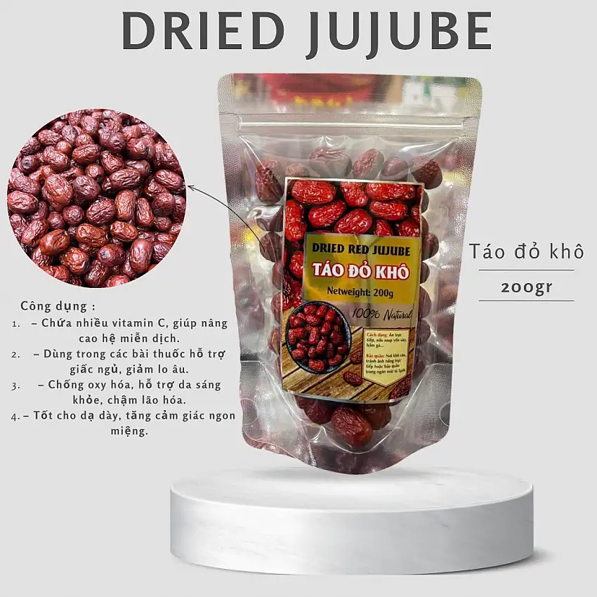 DRIED JUJUBE ( TÁO ĐỎ KHÔ ) 200GR