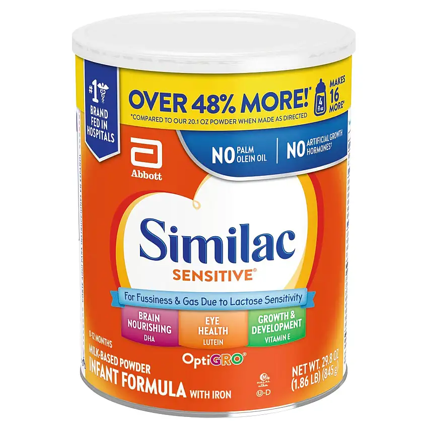 Similac, Sensitive - Infant Formula with Iron, OptiGro, Milk-Based Powder, 0-12 Months