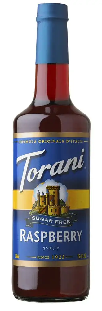 Torani SUGAR FREE Raspberry Syrup with Splenda 750ml Glass Bottle