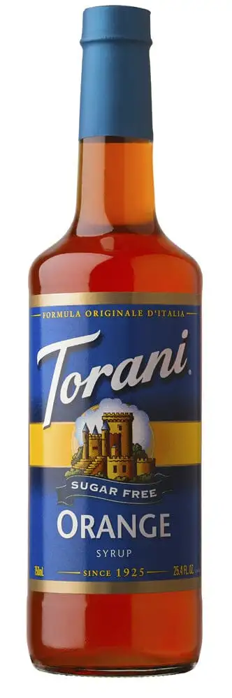 Torani SUGAR FREE Orange Syrup with Splenda 750ml Glass Bottle
