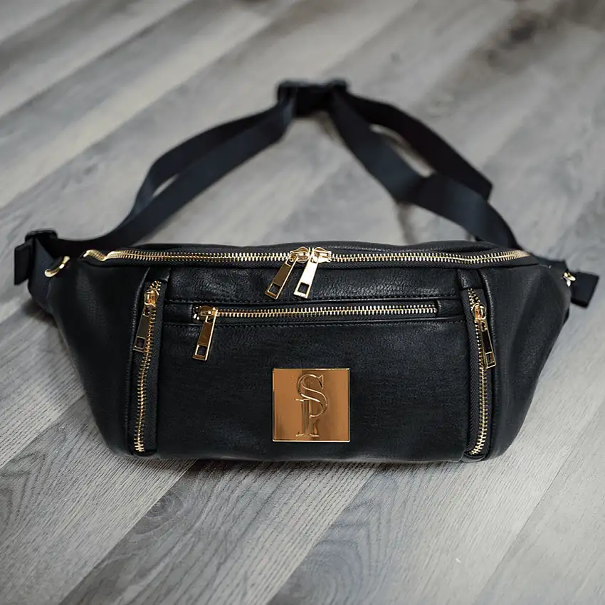 Black Leather Sling Bag