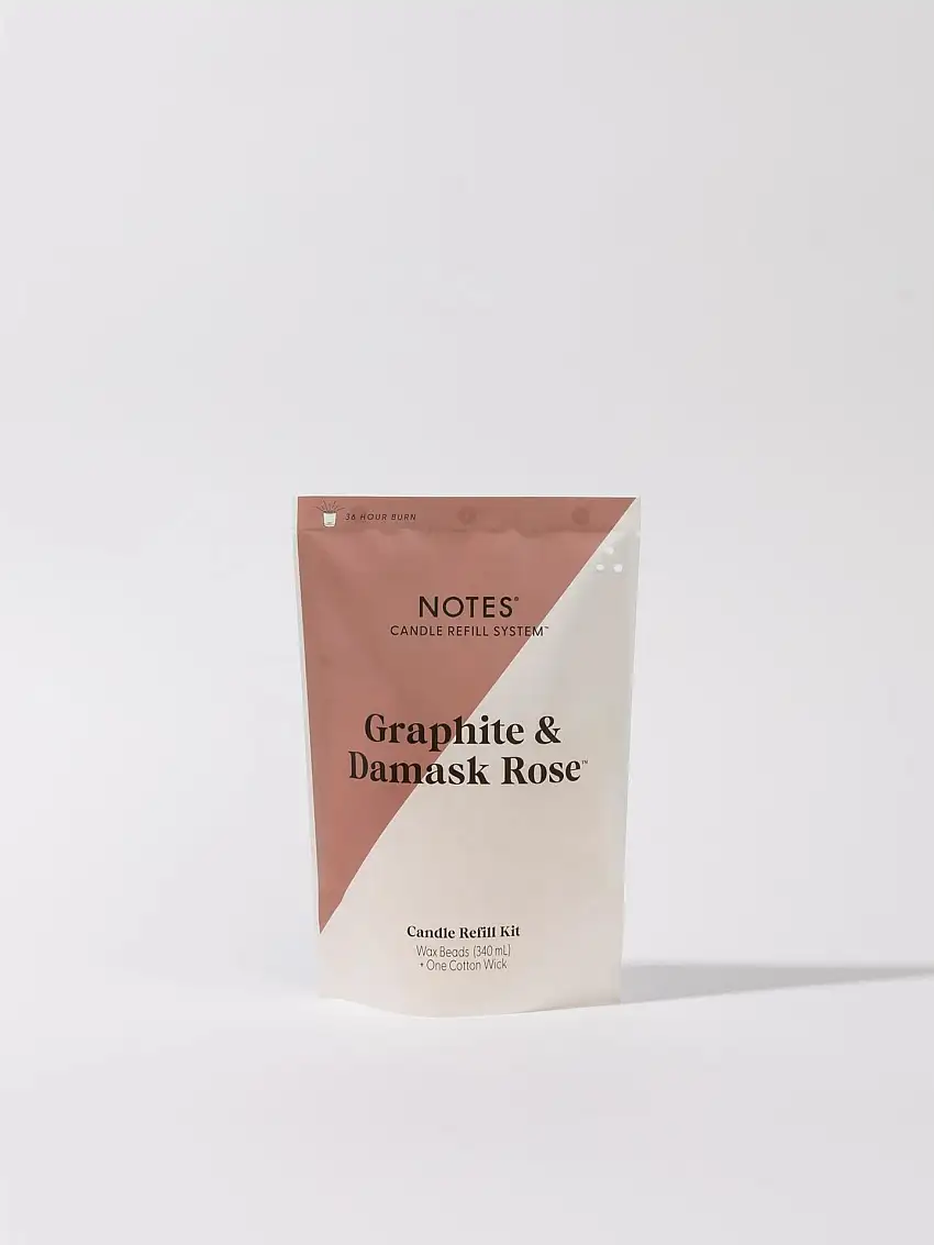 Notes Candle Refill - Graphite and Damask Rose