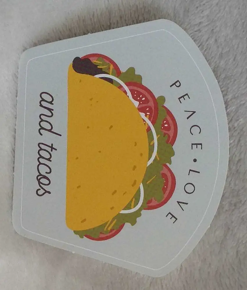 3" Sticker - Peace, Love and Tacos (F21)