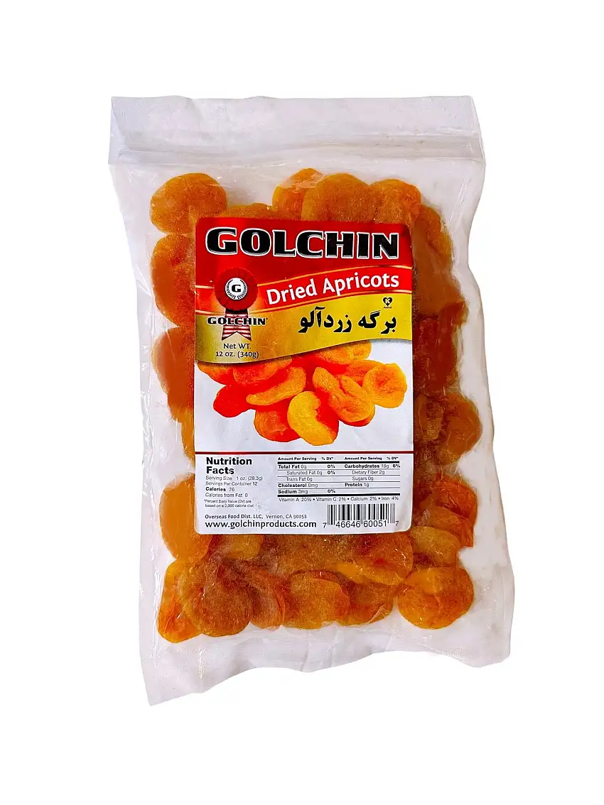 Dried Apricots - 12 Oz (Bargeh Zardaloo)