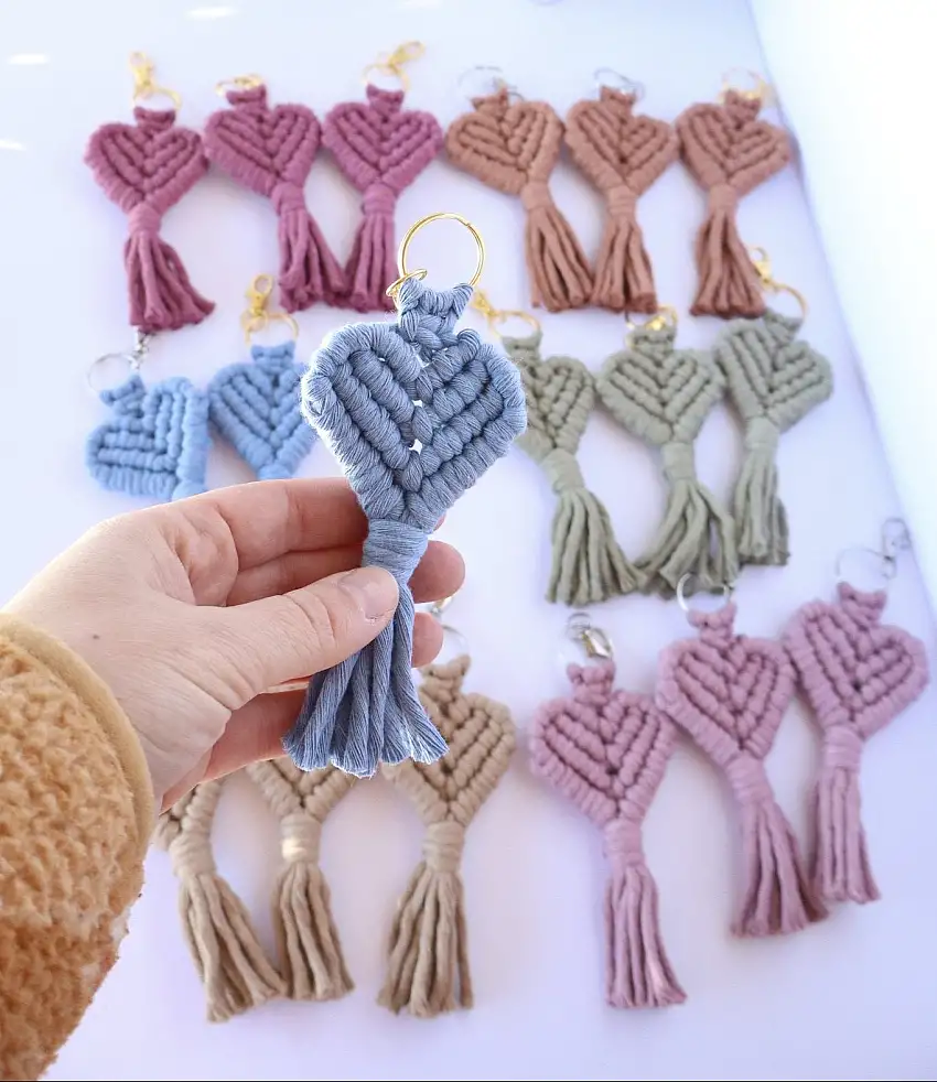 Macramé Heart Keychain