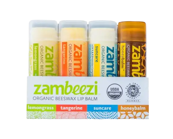 Zambeezi Variety (Lemongrass, Suncare, Tangerine, Honeybalm) Lip Balm 4-Pack - 0.15 OZ 10 Pack