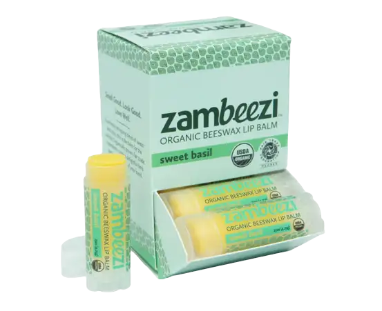 Zambeezi Sweet Basil Lip Balm Carton - 0.15 OZ 24 Pack
